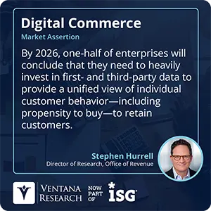 By 2026, one-half of enterprises will conclude that they need to heavily invest in first- and third-party data to provide a unified view of individual customer behavior—including propensity to buy—to retain customers.