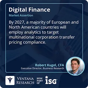 By 2027, a majority of European and North American countries will employ analytics to target multinational corporation transfer pricing compliance. 