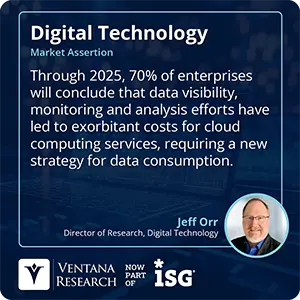 Through 2025, 70% of enterprises will conclude that data visibility, monitoring and analysis efforts have led to exorbitant costs for cloud computing services, requiring a new strategy for data consumption.