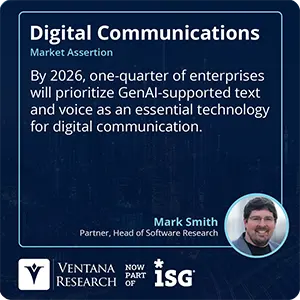 By 2026, one-quarter of enterprises will prioritize GenAI-supported text and voice as an essential technology for digital communication.