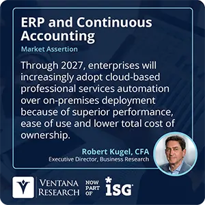 Through 2027, enterprises will increasingly adopt cloud-based professional services automation over on-premises deployment because of superior performance, ease of use and lower total cost of ownership.
