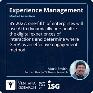 BY 2027, one-fifth of enterprises will use AI to dynamically personalize the digital experiences of interactions and determine where GenAI is an effective engagement method.
