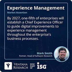 By 2027, one-fifth of enterprises will establish a Chief Experience Officer to guide digital improvements to experience management throughout the enterprise's business processes.  