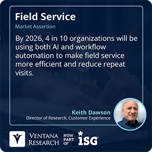By 2026, 4 in 10 organizations will be using both AI and workflow automation to make field service more efficient and reduce repeat visits.