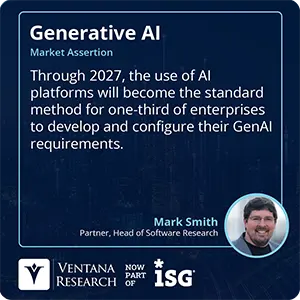 Through 2027, the use of AI platforms will become the standard method for one-third of enterprises to develop and configure their GenAI requirements.