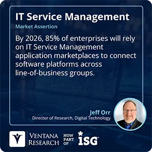 By 2026, 85% of enterprises will rely on IT Service Management application marketplaces to connect software platforms across line-of-business groups.
