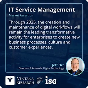 Through 2025, the creation and maintenance of digital workflows will remain the leading transformative activity for enterprises to create new business processes, culture and customer experiences.