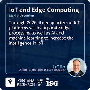 Through 2026, three-quarters of IoT platforms will incorporate edge processing as well as AI and machine learning to increase the intelligence in IoT. 