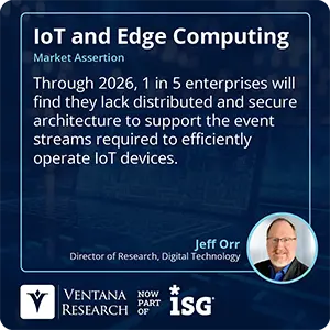 Through 2026, 1 in 5 enterprises will find they lack distributed and secure architecture to support the event streams required to efficiently operate IoT devices. 