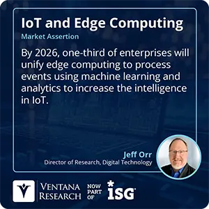 By 2026, one-third of enterprises will unify edge computing to process events using machine learning and analytics to increase the intelligence in IoT. 