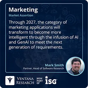 Through 2027, the category of marketing applications will transform to become more intelligent through the infusion of AI and GenAI to meet the next generation of requirements.