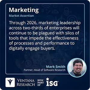 Through 2026, marketing leadership across two-thirds of enterprises will continue to be plagued with silos of tools that impede the effectiveness of processes and performance to digitally engage buyers.