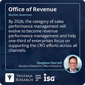 By 2026, the category of sales performance management will evolve to become revenue performance management and help one-third of enterprises focus on supporting the CRO efforts across all channels. 