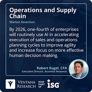 By 2026, one-fourth of enterprises will routinely use AI in accelerating execution of sales and operations planning cycles to improve agility and increase focus on more effective human decision making. 