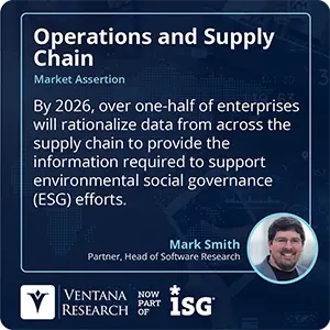 By 2026, over one-half of enterprises will rationalize data from across the supply chain to provide the information required to support environmental social governance (ESG) efforts.