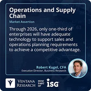 Through 2026, only one-third of enterprises will have adequate technology to support sales and operations planning requirements to achieve a competitive advantage. 