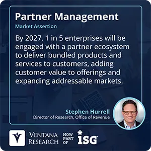 By 2027, 1 in 5 enterprises will be engaged with a partner ecosystem to deliver bundled products and services to customers, adding customer value to offerings and expanding addressable markets. 