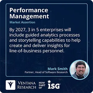 By 2027, 3 in 5 enterprises will include guided analytics processes and storytelling capabilities to help create and deliver insights for line-of-business personnel.