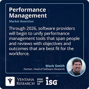 Through 2026, software providers will begin to unify performance management tools that span people and reviews with objectives and outcomes that are best fit for the workforce.