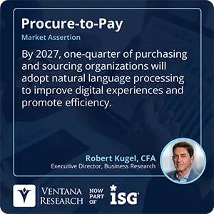 By 2027, one-quarter of purchasing and sourcing organizations will adopt natural language processing to improve digital experiences and promote efficiency. 