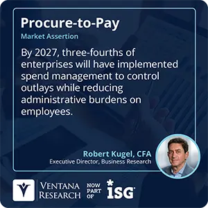 By 2027, three-fourths of enterprises will have implemented spend management to control outlays while reducing administrative burdens on employees. 