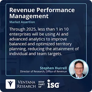 Through 2025, less than 1 in 10 enterprises will be using AI and advanced analytics to improve balanced and optimized territory planning, reducing the attainment of individual and team targets.