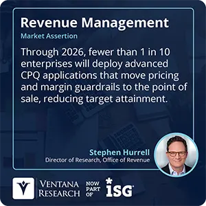 Through 2026, fewer than 1 in 10 enterprises will deploy advanced CPQ applications that move pricing and margin guardrails to the point of sale, reducing target attainment.