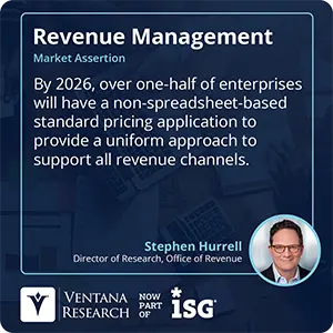By 2026, over one-half of enterprises will have a non-spreadsheet-based standard pricing application to provide a uniform approach to support all revenue channels. 