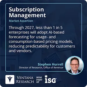 Through 2027, less than 1 in 5 enterprises will adopt AI-based forecasting for usage- and consumption-based pricing models, reducing predictability for customers and vendors.