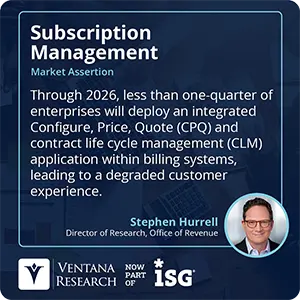 Through 2026, less than one-quarter of enterprises will deploy an integrated Configure, Price, Quote (CPQ) and contract life cycle management (CLM) application within billing systems, leading to a degraded customer experience.