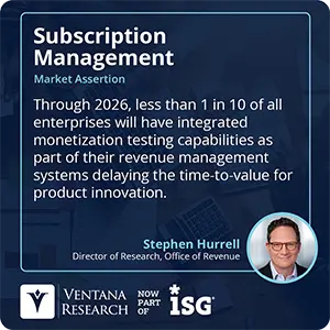 Through 2026, less than 1 in 10 of all enterprises will have integrated monetization testing capabilities as part of their revenue management systems delaying the time-to-value for product innovation.