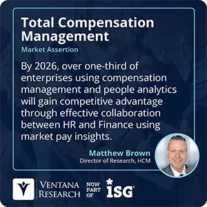 By 2026, over one-third of enterprises using compensation management and people analytics will gain competitive advantage through effective collaboration between HR and Finance using market pay insights.