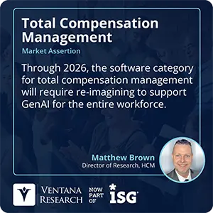 Through 2026, the software category for total compensation management will require re-imagining to support GenAI for the entire workforce.