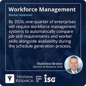 By 2026, one-quarter of enterprises will require workforce management systems to automatically compare job skill requirements and worker skills alongside availability during the schedule generation process.